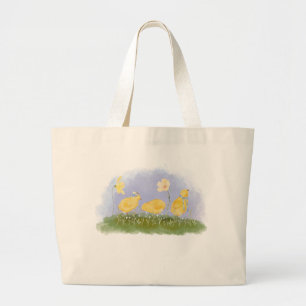Frühlingstasche mit Charme und Gänseblümchen Jumbo Stoffbeutel