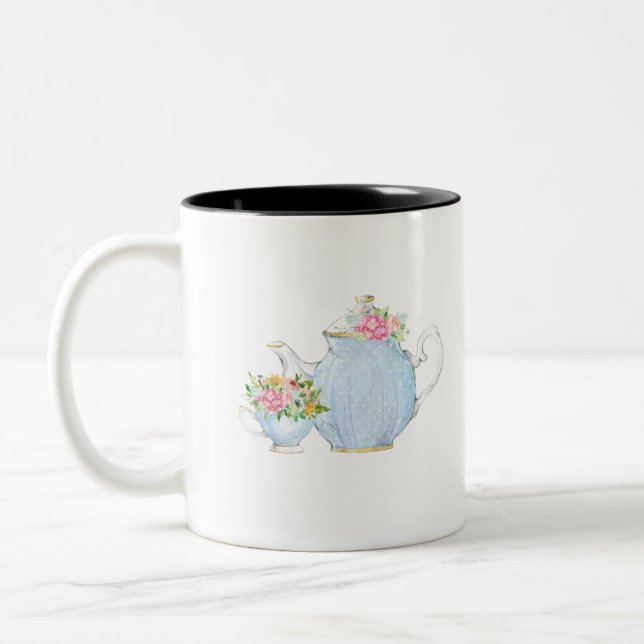 Frühlingstee, Tee, Tee, Blumentee, Blume Zweifarbige Tasse (Links)