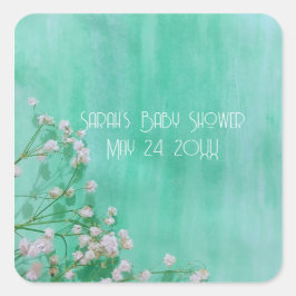 Frühlingsthema Babys in Bloom Twins Baby Dusche Quadratischer Aufkleber
