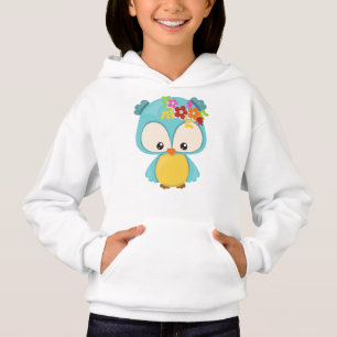 Frühlingstiere, Niedliche Eule, kleine Eule, Blume Hoodie