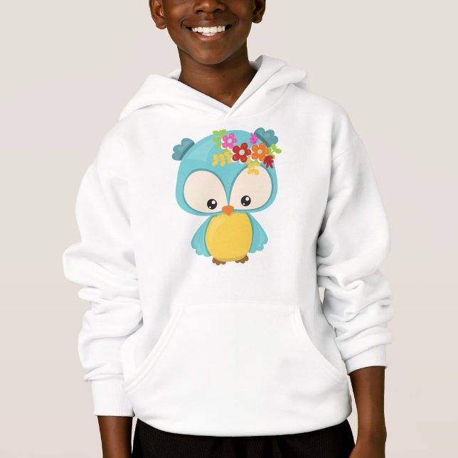 Frühlingstiere, Niedliche Eule, kleine Eule, Blume Hoodie (Vorderseite)