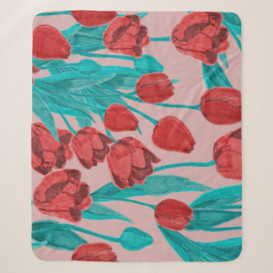 Frühlingstulips, handgezeichnet Blumenmuster Sherpadecke