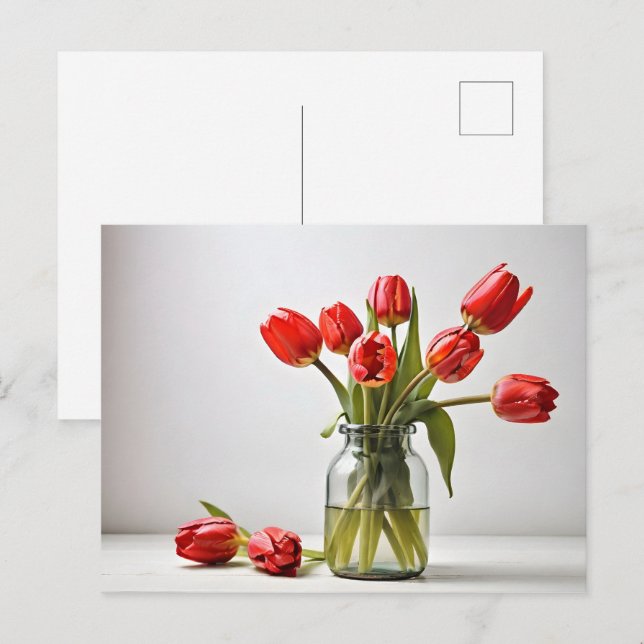 Frühlingstulis für den Valentinstag Postkarte (Vorne/Hinten)