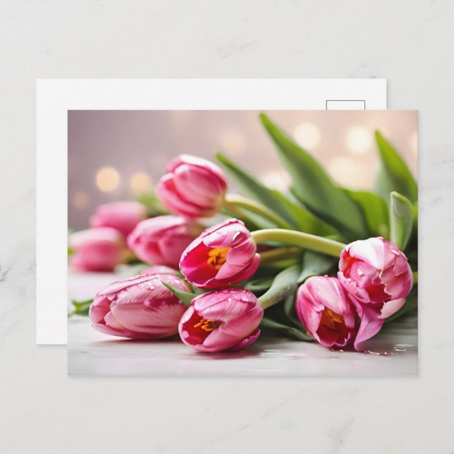 Frühlingstulis für den Valentinstag Postkarte (Vorne/Hinten)