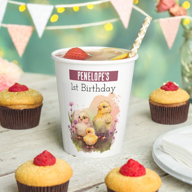Frühlingsvibes Chicks - 1. Geburtstag - Pappbecher (Von Creator hochgeladen)