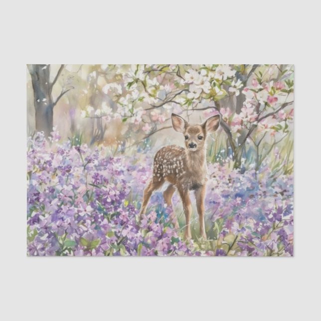 Frühlingsvioletter Phlox und Rehkitz  Seidenpapier (Vorderseite)