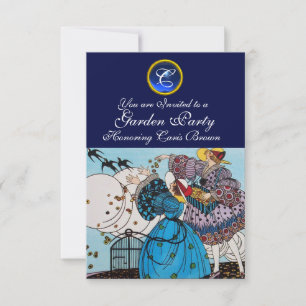 FRÜHLINGSVÖGEL GARTENPARTY ,SAPPHIRE GEM MONOGRAMM EINLADUNG