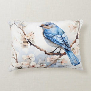 Frühlingsvogel im blühenden Baum Dekokissen