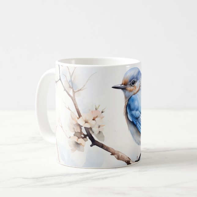 Frühlingsvogel im blühenden Baum Kaffeetasse (Vorderseite Links)