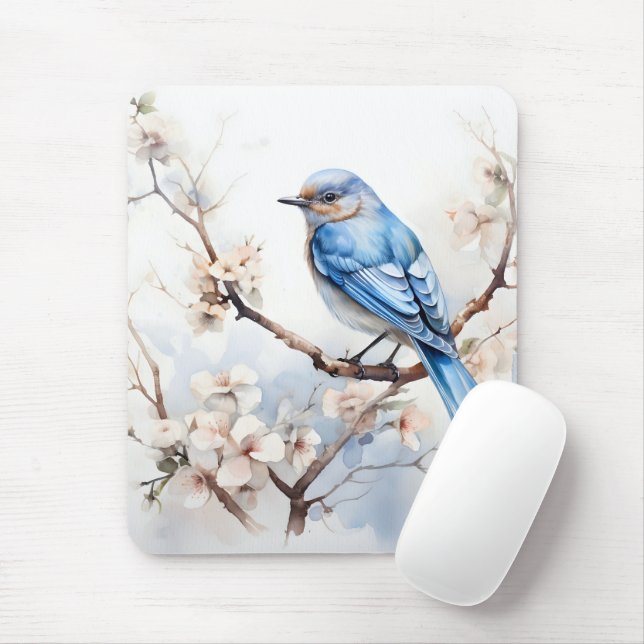 Frühlingsvogel im blühenden Baum Mousepad (Mit Mouse)