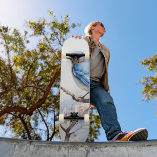 Frühlingsvogel im blühenden Baum Skateboard