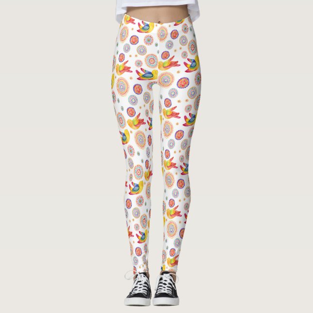 Frühlingsvögel Leggings (Vorderseite)