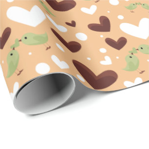 Frühlingsvögel Liebespaar Süße Schokoladenherz Geschenkpapier