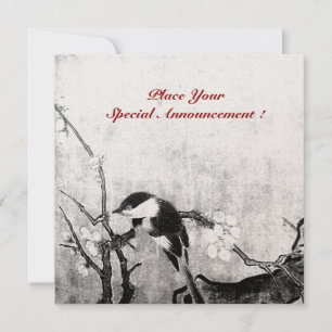 FRÜHLINGSVOGEL-MONOGRAMM, Champagner-Metallpapier Ankündigung