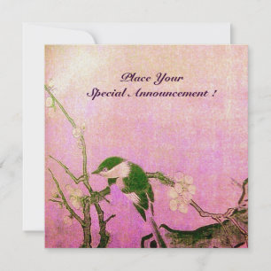 FRÜHLINGSVOGEL-MONOGRAMM rosa braun violett Ankündigung
