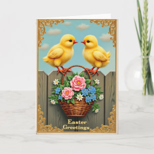 Frühlingsvögel und Blumengrußkarte Karte