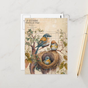 Frühlingsvögel Vintage Ephemera Postkarte