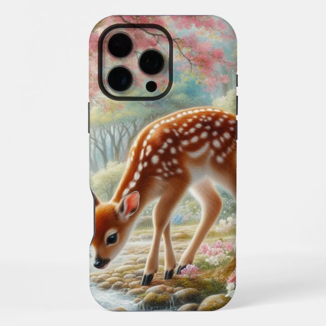 Frühlingswälder mit Ente und Fawn/Reh iPhone Hülle (Rückseite)