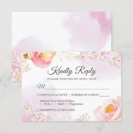 Frühlingswasser Girly Pink & Gold Hochzeit RSVP Karte
