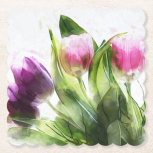 Frühlingswasser violette Blumen Papierfresser Unte Untersetzer