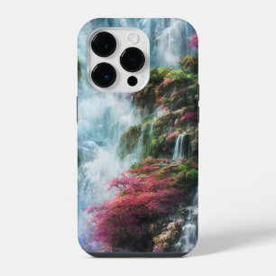 Frühlingswasserfall Berg Rosa Blumen 11 iPhone 14 Pro Hülle