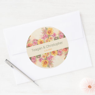 Frühlingswasserfarbe Blumencotage Hochzeit Runder Aufkleber