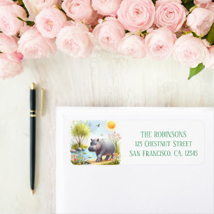 Frühlingswasserfarbe Hippopotamus Rücksendeadresse