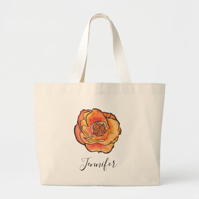 Frühlingswasserfarbe Rose Name Tasche (Vorne)