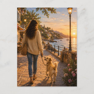 Frühlingsweg mit meiner besten Freundin Postkarte