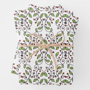 Frühlingsweine handGezeichnet Whimsical Botanical Geschenkpapier Set
