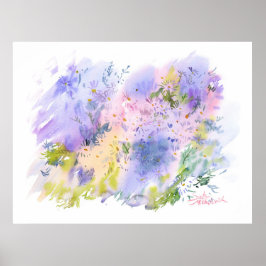 Frühlingswiese — Abstrakte Florale Aquarellmalerei Poster
