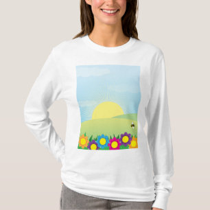 Frühlingswiesen-Sonnenausbruch mit farbenfrohen Bl T-Shirt