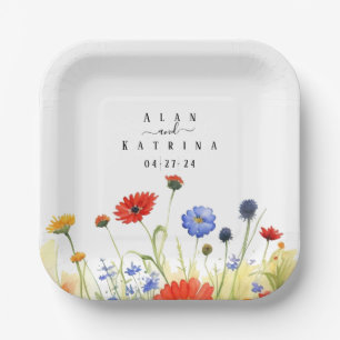 Frühlingswiesen-Wildblumen Pappteller