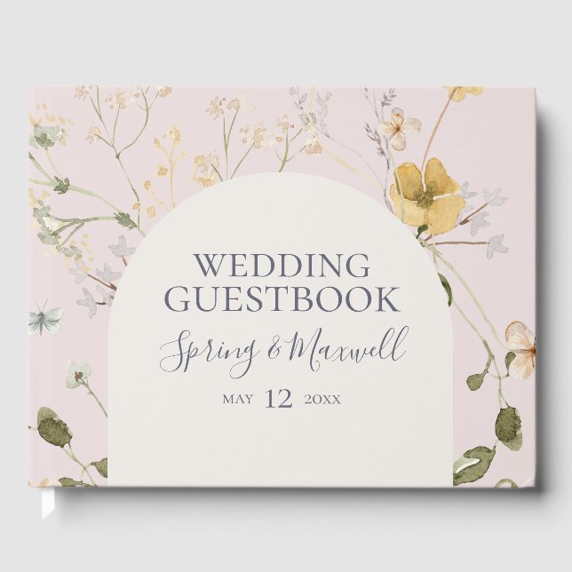 FrühlingsWildblume | Blackush Wedding Guest Book Gästebuch (Vorderseite)