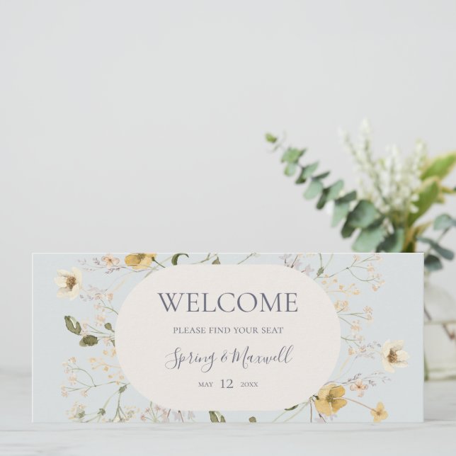 FrühlingsWildblume | Blue Hanging Seating Chart (Stehend Vorderseite)