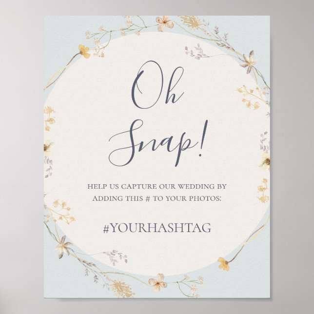 FrühlingsWildblume | Blue Oh Snap Wedding Hashtag Poster (Vorne)