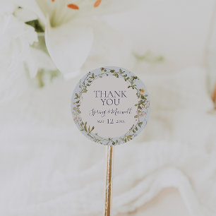 FrühlingsWildblume   Blue Vielen Dank für Ihr Inte Runder Aufkleber