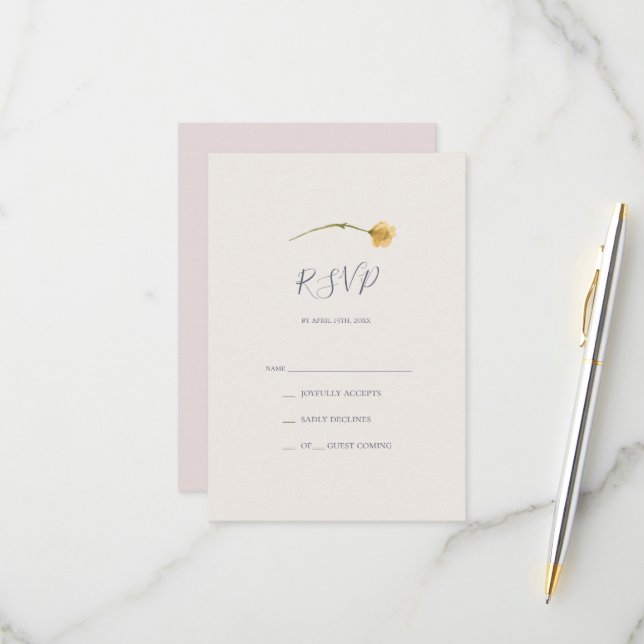 FrühlingsWildblume | Blush RSVP Card Karte (Vorderseite/Rückseite Beispiel)