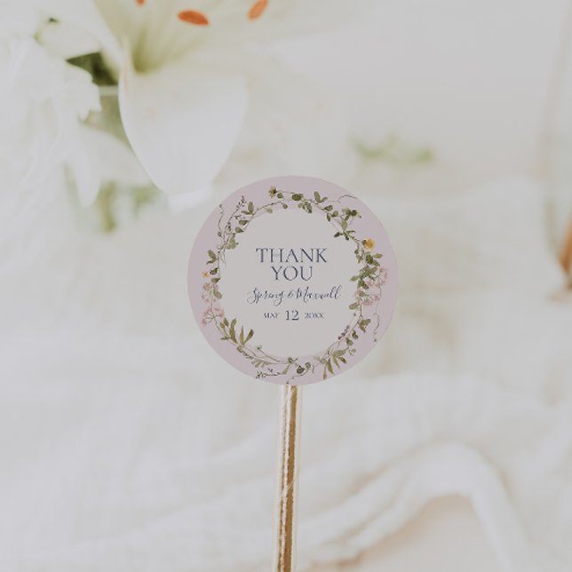 FrühlingsWildblume | Blush Vielen Dank für den Sti Runder Aufkleber (Von Creator hochgeladen)