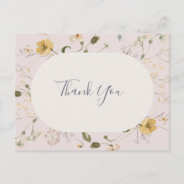 FrühlingsWildblume | Blush Wedding Danke Postkarte (Vorderseite)