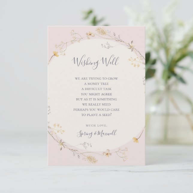 FrühlingsWildblume | Blush Wedding wünscht sich gu Begleitkarte (Stehend Vorderseite)