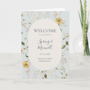 FrühlingsWildblume Light Blue Folded Wedding Programm