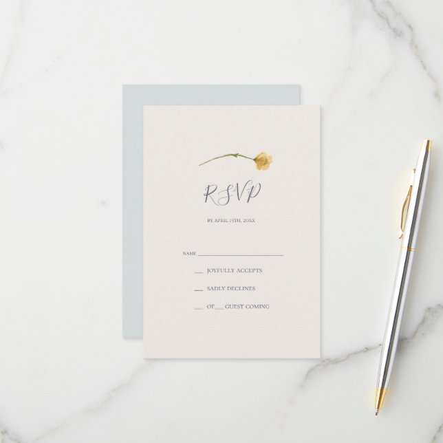 FrühlingsWildblume | Light Blue RSVP Card Karte (Vorderseite/Rückseite Beispiel)