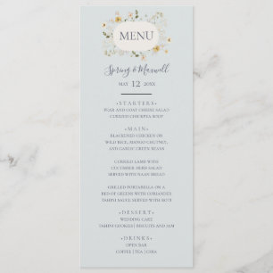 FrühlingsWildblume Light Blue Wedding Dinner Men Menükarte