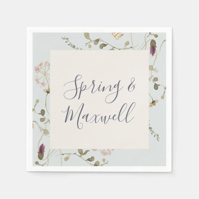 FrühlingsWildblume | Light Blue Wedding Napkins Serviette (Vorderseite)