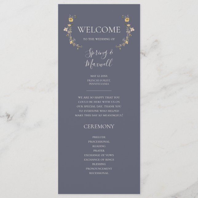 FrühlingsWildblume | Lila Hochzeit Programm (Vorderseite)