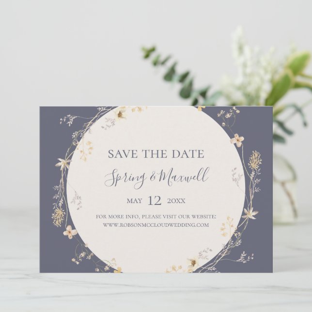 FrühlingsWildblume | Lila horizontal Save The Date (Stehend Vorderseite)