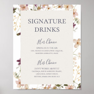 FrühlingsWildblume   Signature Drinks Zeichen Poster