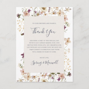 FrühlingsWildblume   Weiße Dankeschön Empfang Card Postkarte