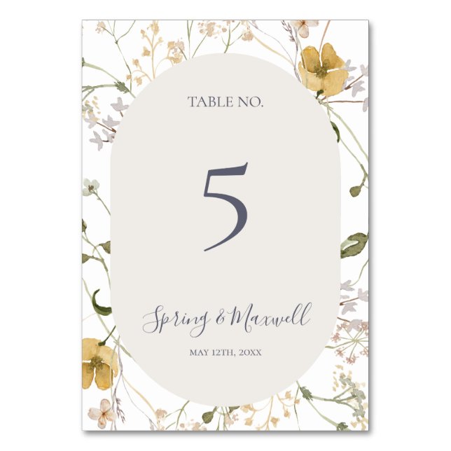 FrühlingsWildblume | Weiße Tischnummer (Vorderseite)